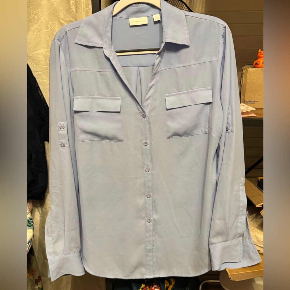 🟣 New York & Company Sky Blue Shirt